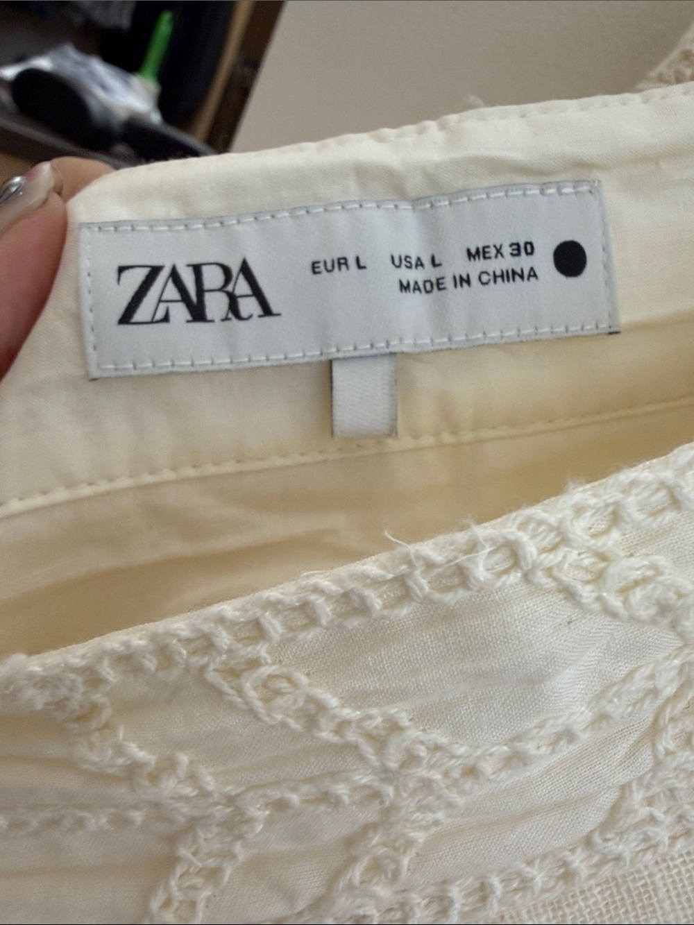 Zara Cream Tiered Maxi Skirt with Lace Trim - Picture 2 of 3